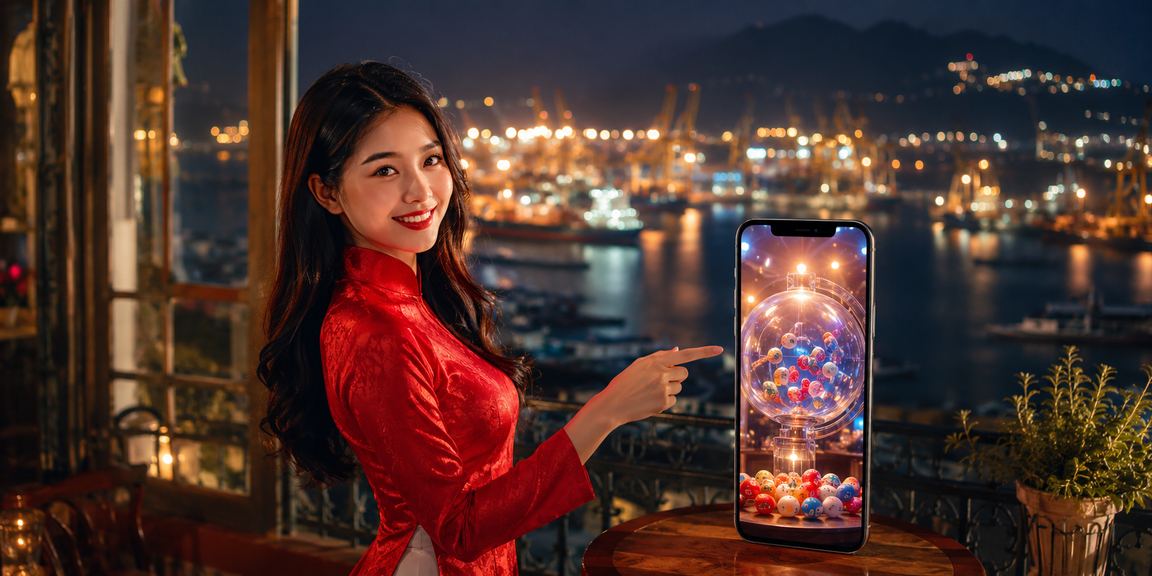 Người phụ nữ mặc áo dài tại Vũng Tàu tham gia xổ số và mini game trực tuyến